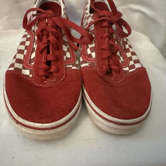 Vans Old Skool Red White Checker Suede Skate Shoes Sneaker Youth 7 - Picture 3 of 6